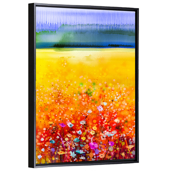 Cosmos Meadow Watercolor Wall Art as a framed canvas