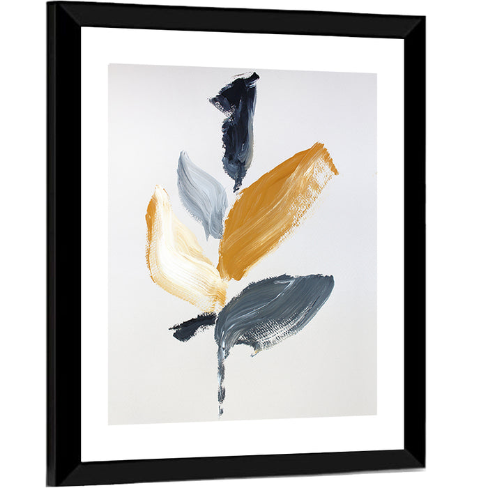 Golden Botanical Sprig Wall Art as a framed print