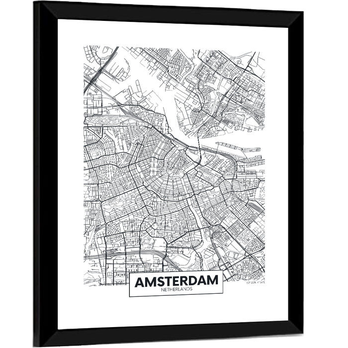Amsterdam City Map Wall Art as a framed print