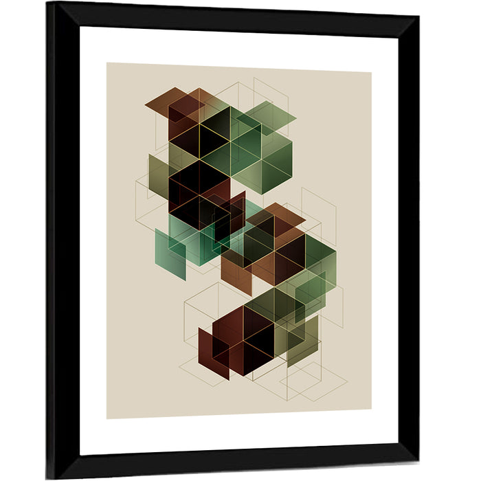 Floating Translucent Cubes Wall Art as a framed print