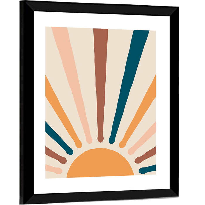 Boho Sun Rays Wall Art as a framed print