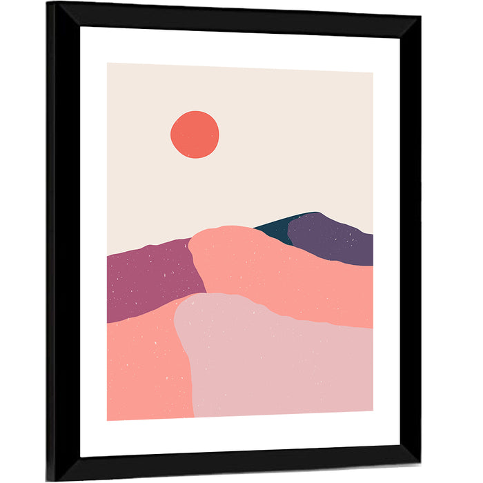 Boho Desert Sunset Wall Art as a framed print