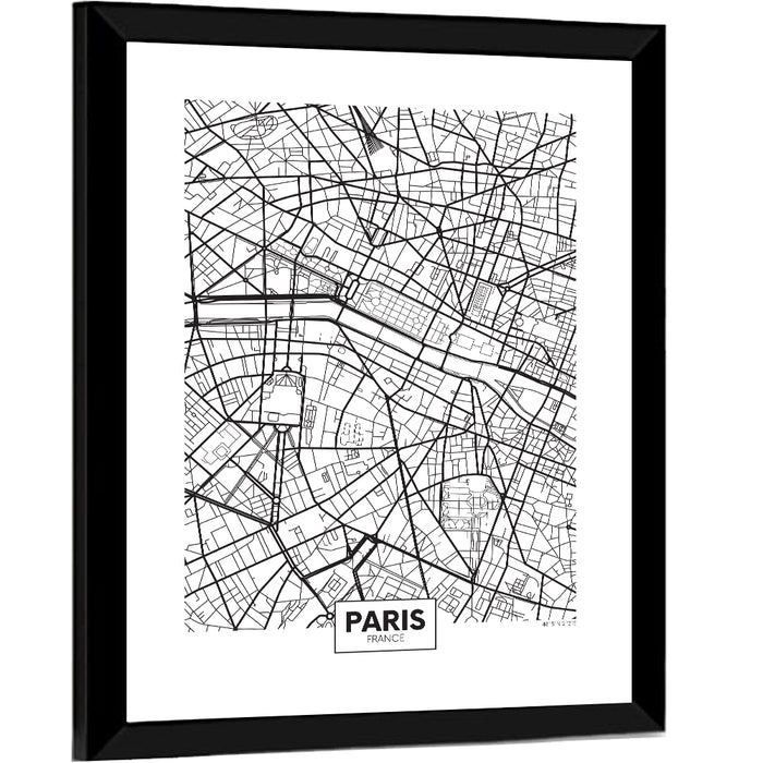 Paris City Map Wall Art as a framed print