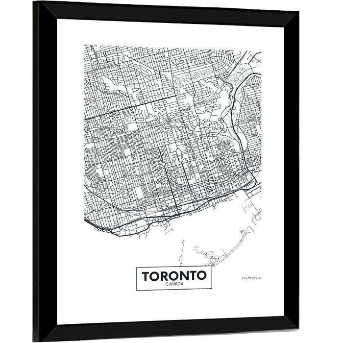Toronto Street Grid Map Wall Art as a framed print