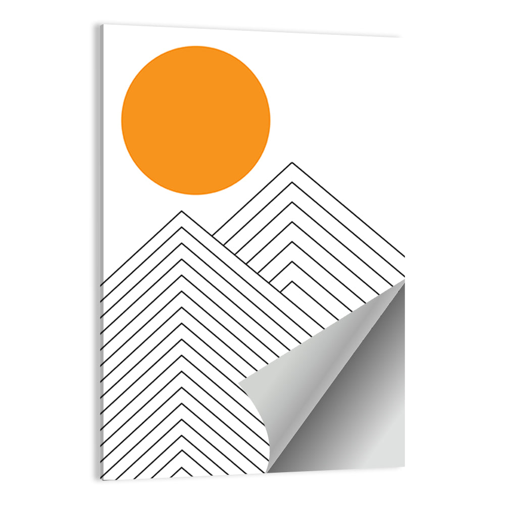 Geometric Mountain and Sun Wall Art