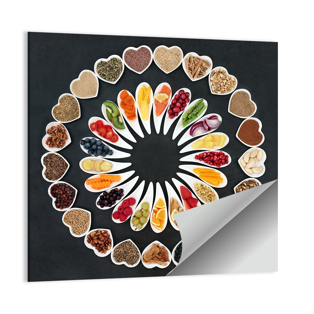 Circular Heart Bowls of Fresh Ingredients Wall Art