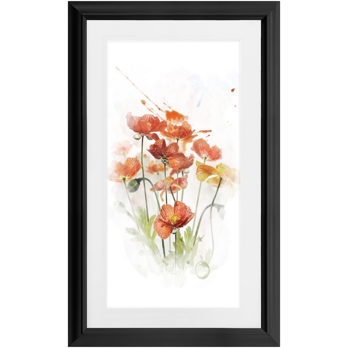Orange Poppy Cluster Wall Art as a framed print