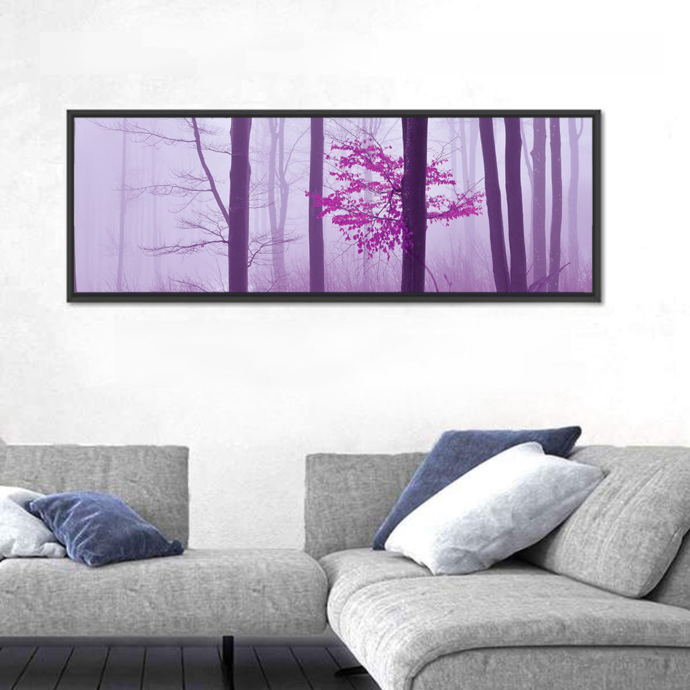 Magenta Tree in Foggy Forest Wall Art