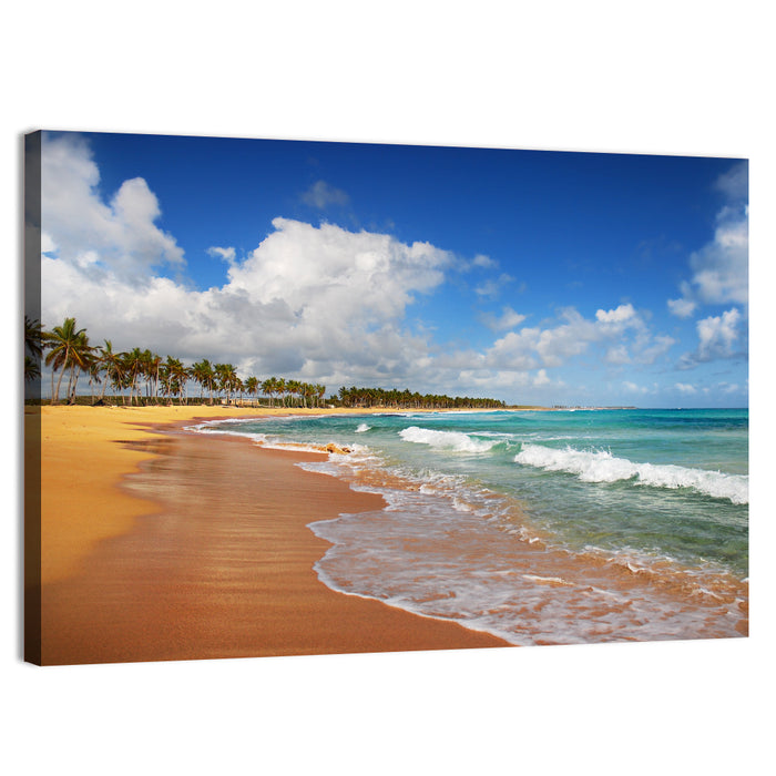 Palm Lined Tropical Coast Wall Art as a canvas print