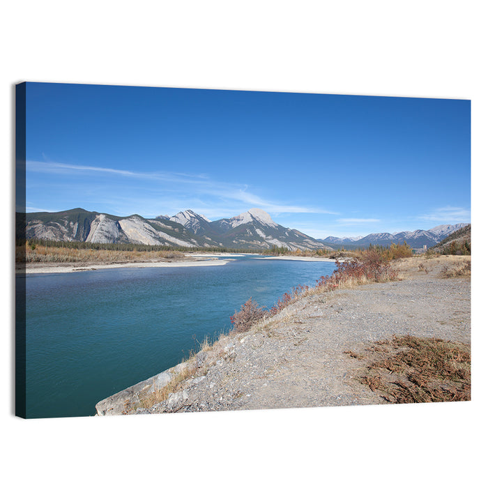 Mount Aeolus Over Athabasca Riverbank Wall Art as a canvas print