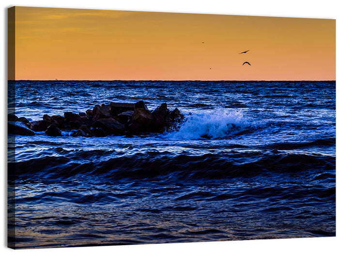 Marmara Sea Waves at Sunset Wall Art as a canvas print