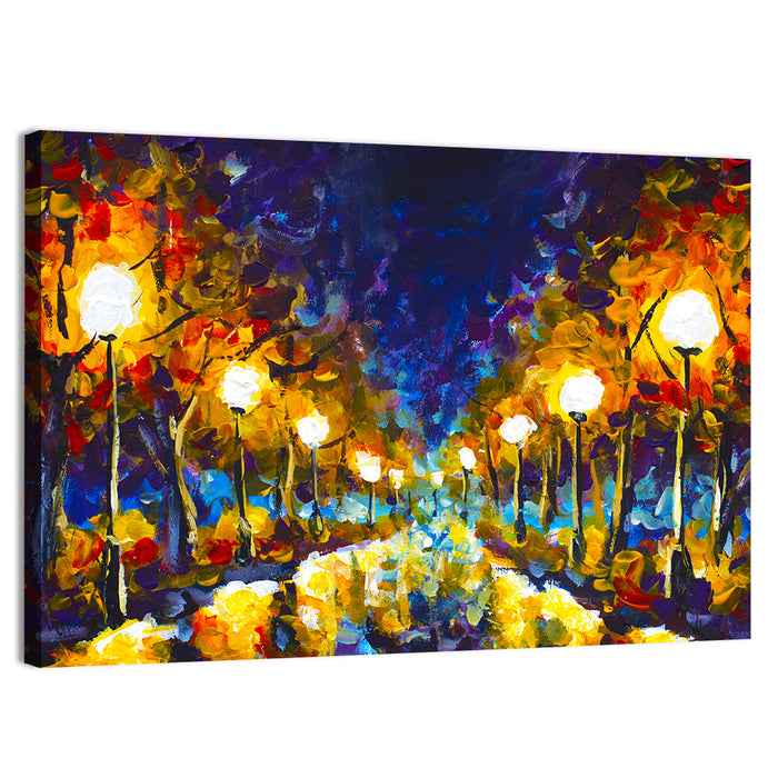 Autumn Evening Park Path Wall Art as a canvas print