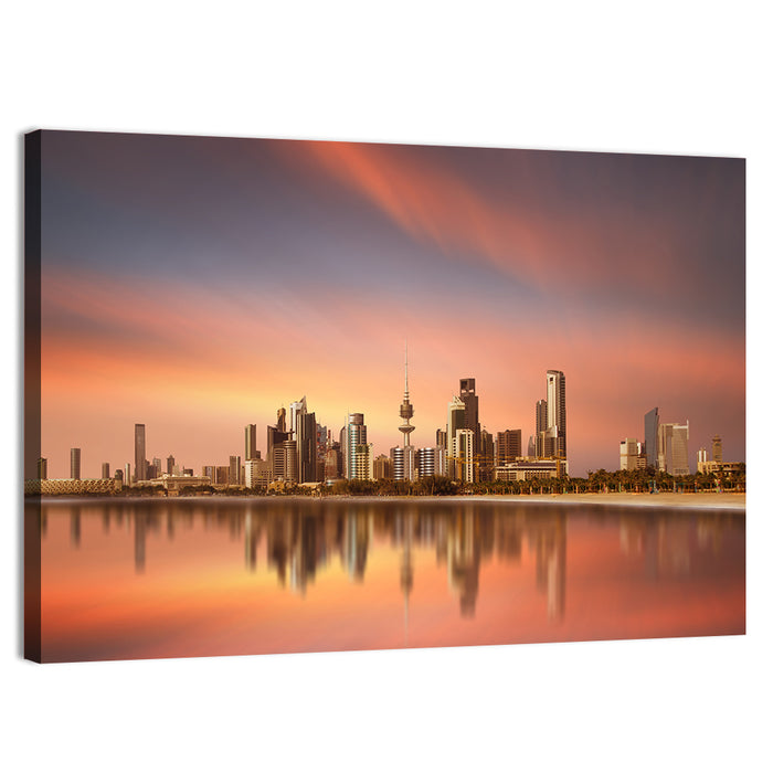 Kuwait City Skyline at Sunset Wall Art as a canvas print