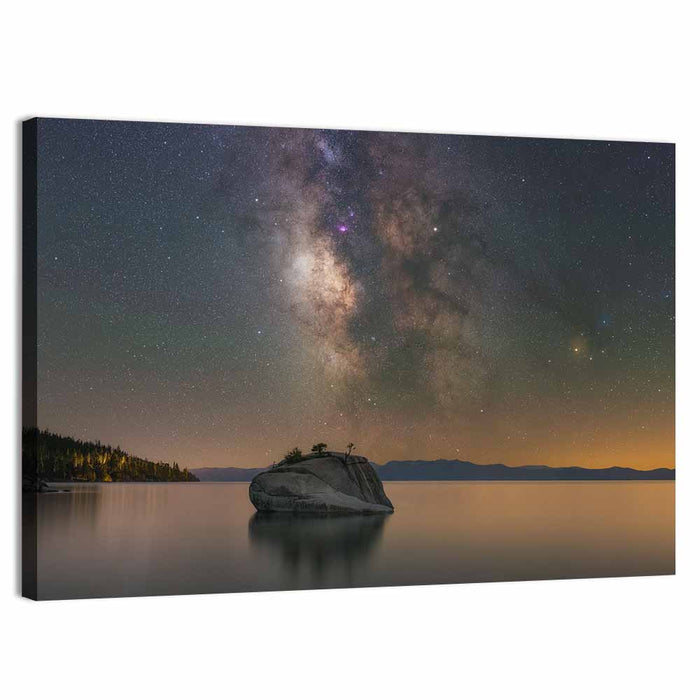 Milky Way Over Bonsai Rock Wall Art as a canvas print