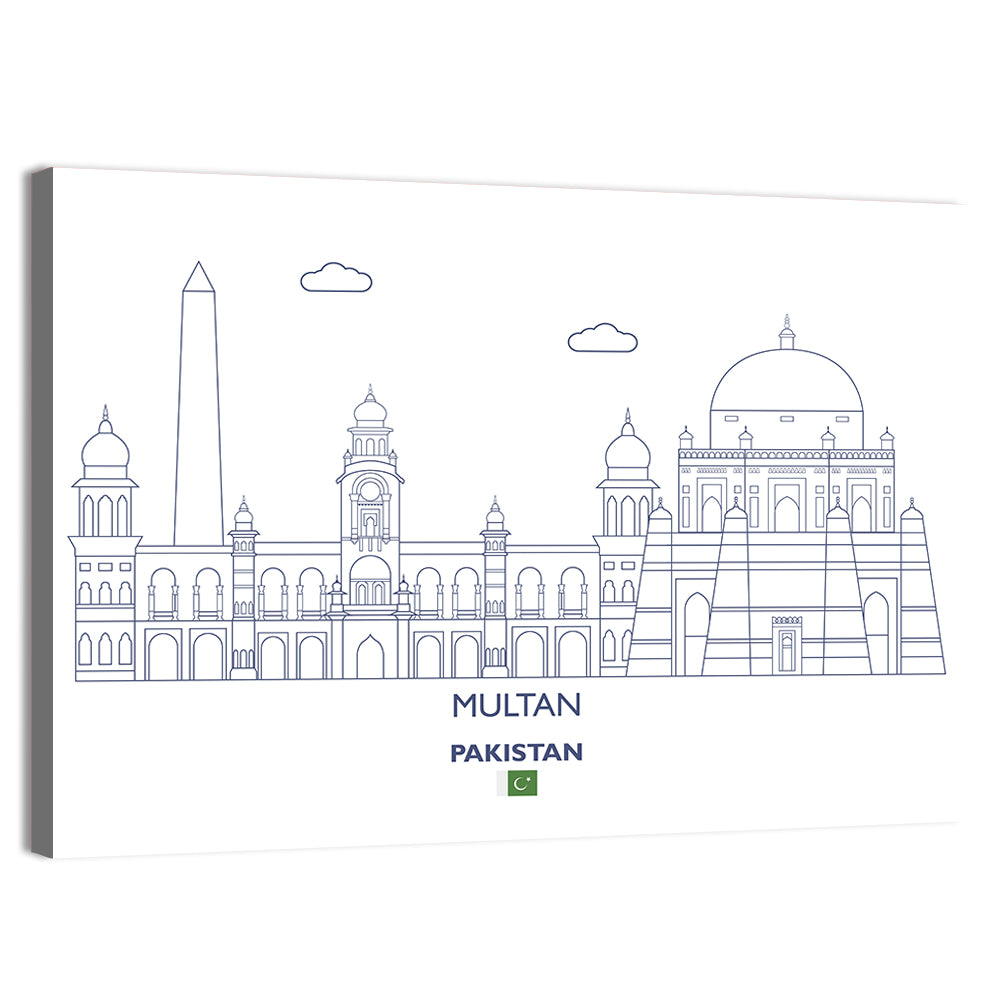 Multan Skyline with Shah Rukn-e-alam Wall Art, canvas print, landscape