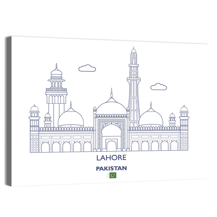 Lahore Skyline with Badshahi Mosque Wall Art as a canvas print