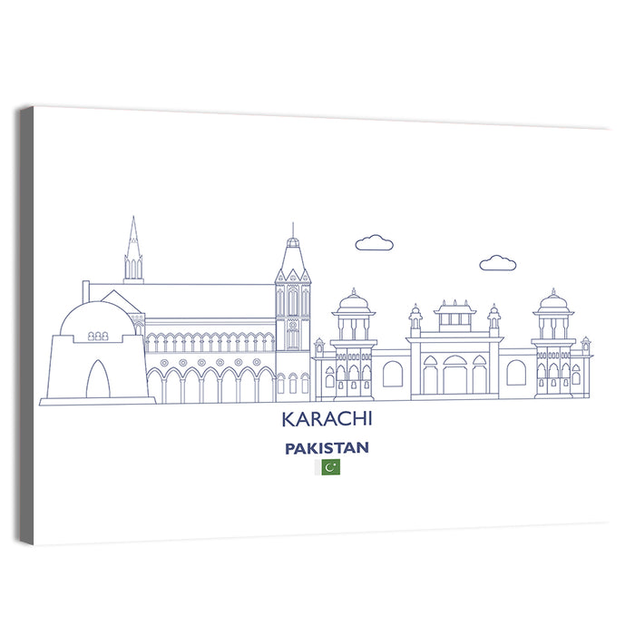 Karachi Skyline with Mazar-e-quaid Wall Art as a canvas print