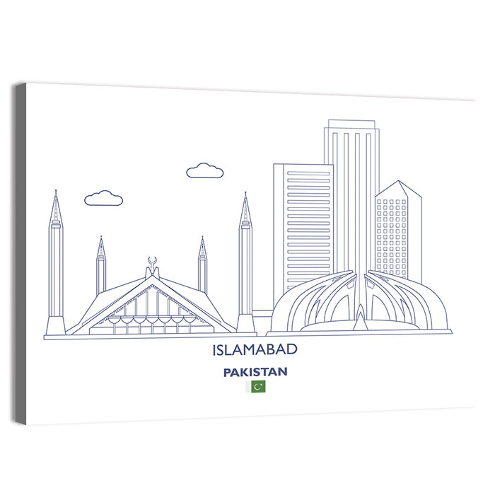 Islamabad Skyline Line Wall Art as a canvas print