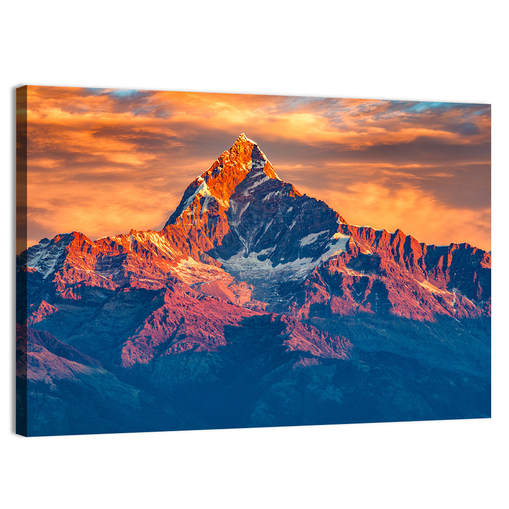 Machhapuchhre Sunrise Over Pokhara Wall Art, canvas print, landscape