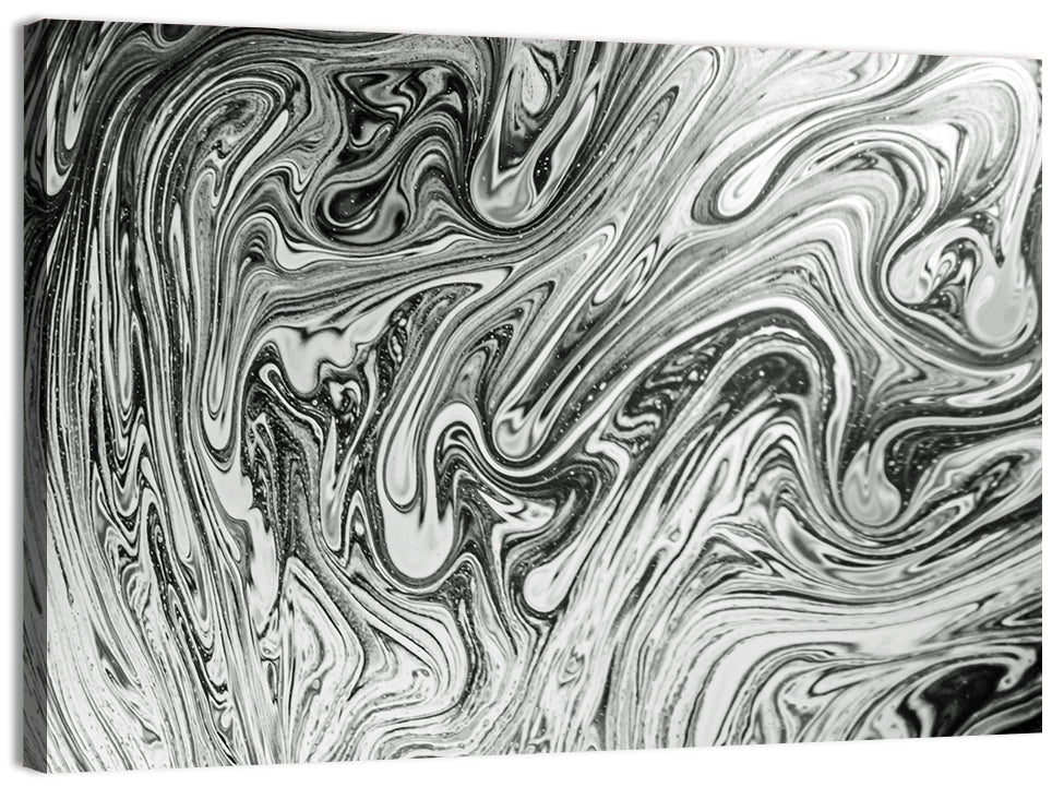 Ink Swirl Monochrome Abstract Wall Art, canvas print, landscape