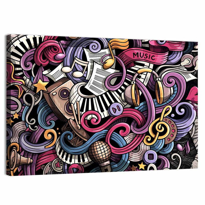 Music Doodle Illustration Wall Art as a canvas print