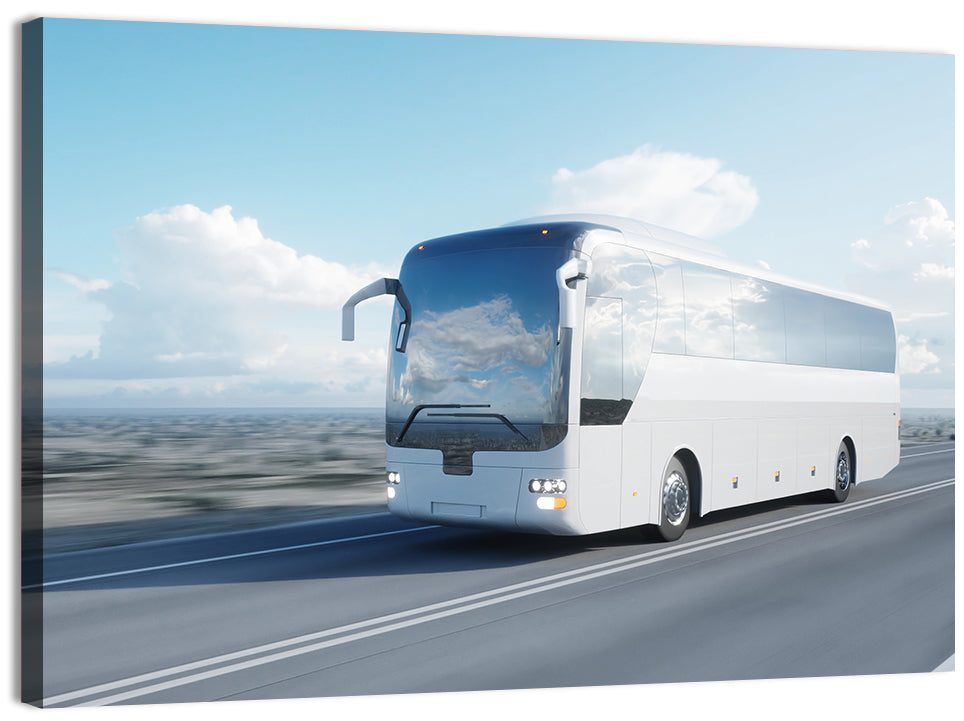 Desert Highway Tour Bus Wall Art, canvas print, landscape