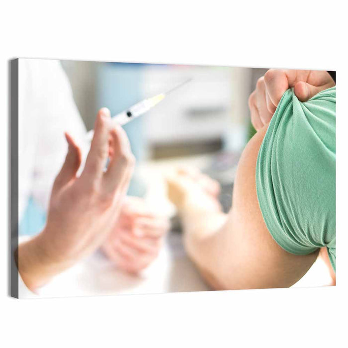 Influenza Vaccination Close-up Wall Art as a canvas print