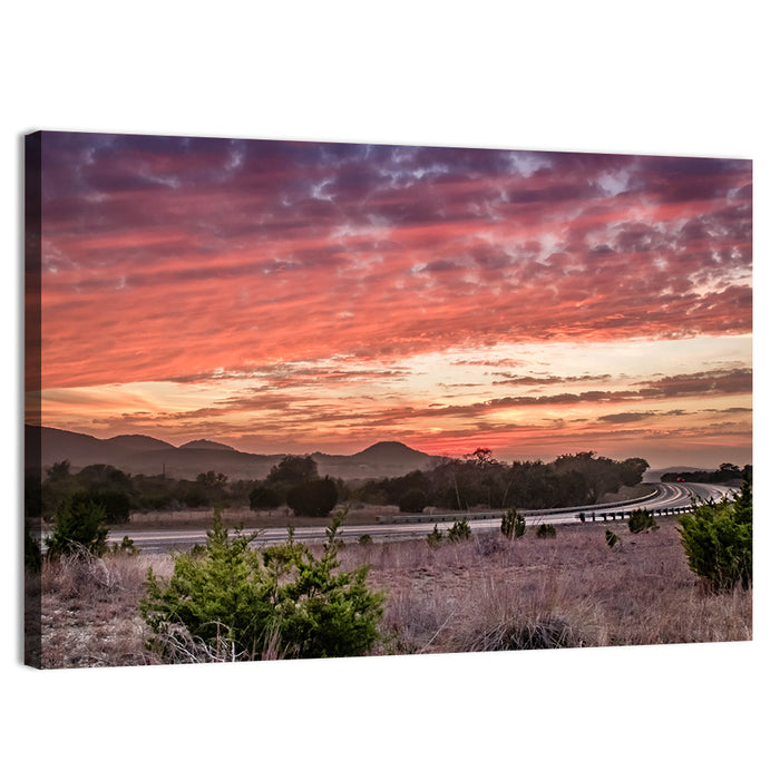 Sunset Curve on Texas Highway 16 Wall Art as a canvas print