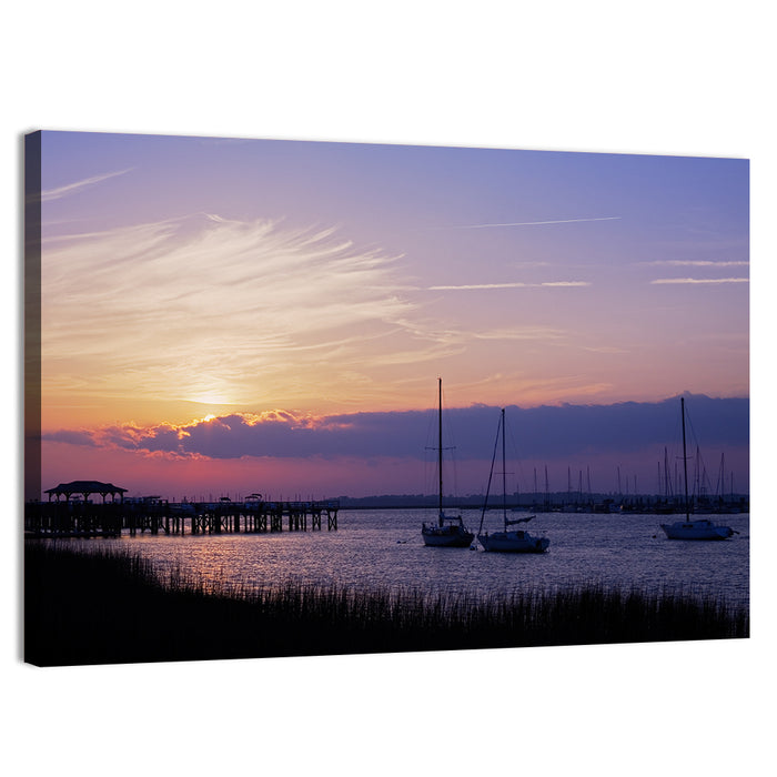South Carolina Coastal Harbor Wall Art as a canvas print