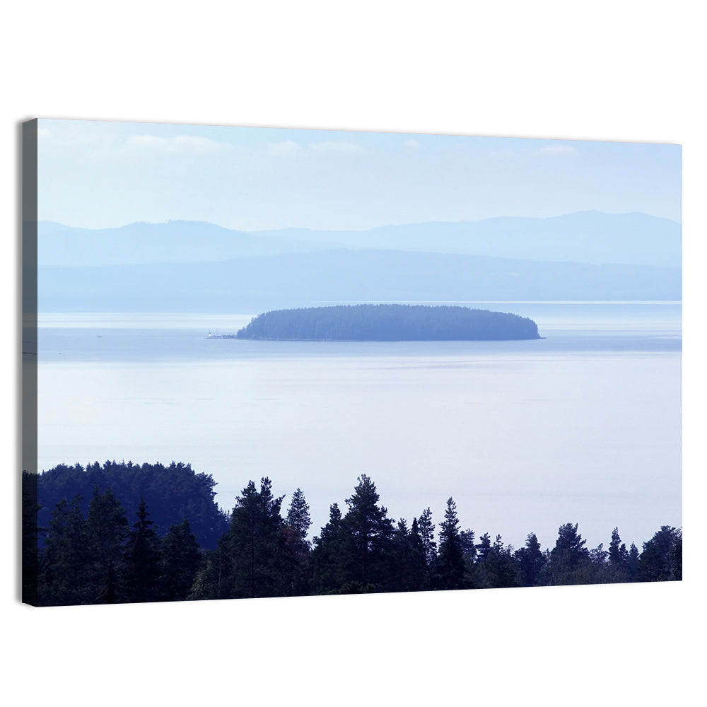 Dalarna Mist with Lighthouse Wall Art, canvas print, landscape
