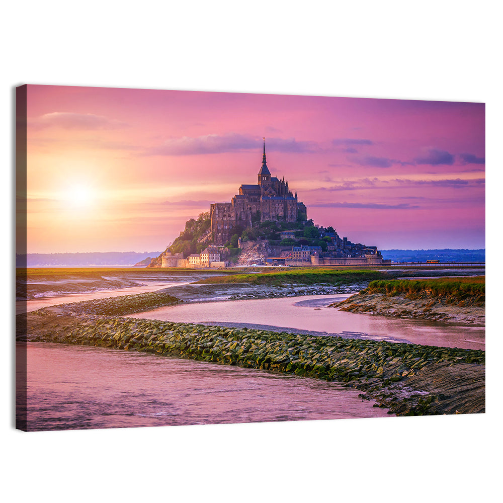 Mont Saint-michel Sunset Wall Art, canvas print, landscape