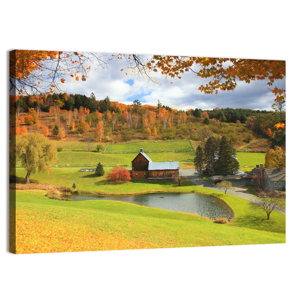 Vermont Barn by Pond Wall Art, canvas print, landscape