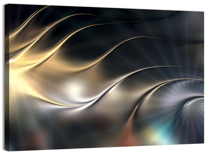 Luminous Metallic Wave Wall Art as a canvas print