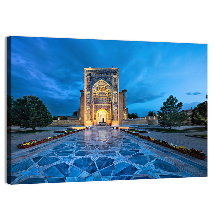 Gur-e-amir Twilight Entrance Wall Art as a canvas print