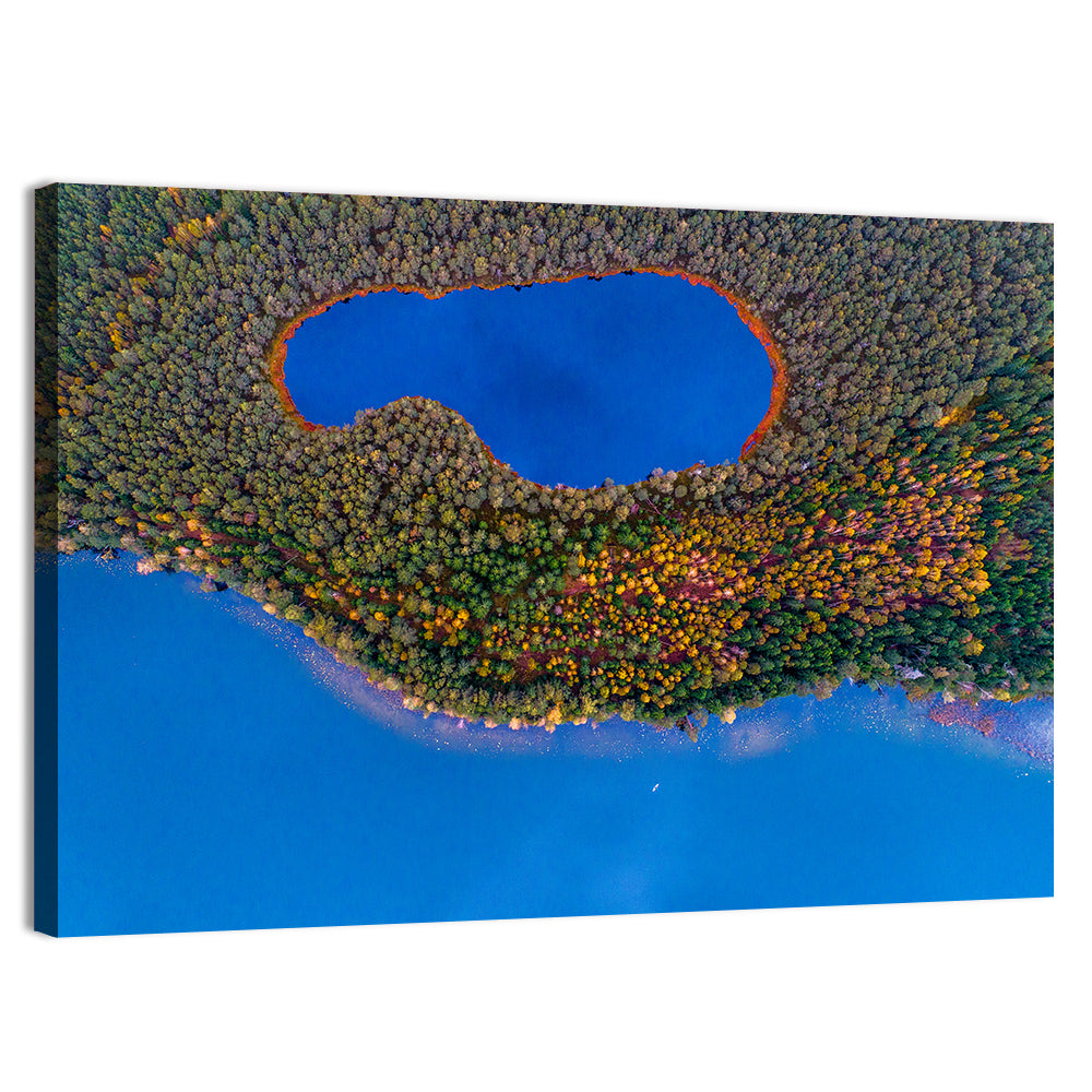 Autumn Forest Lake Wall Art, canvas print, landscape
