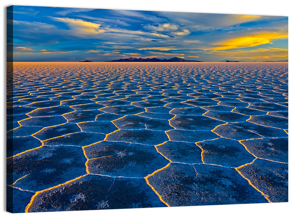 Salar De Uyuni Salt Flats at Sunset Wall Art, canvas print, landscape