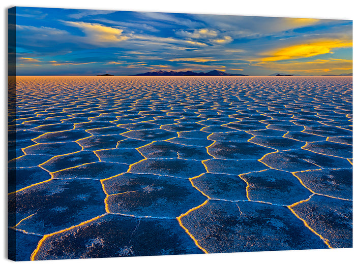 Salar De Uyuni Salt Flats at Sunset Wall Art as a canvas print