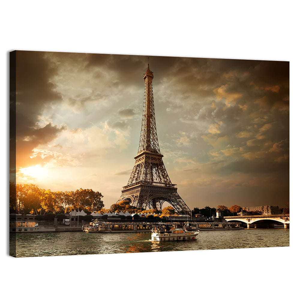 Eiffel Tower at Sunset Wall Art, canvas print, landscape