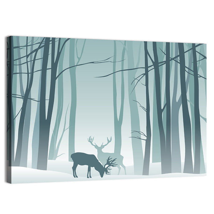 Winter Deer Silhouette Wall Art as a canvas print