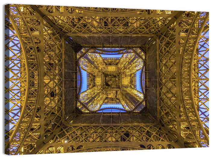 Eiffel Tower Lattice at Dusk Wall Art as a canvas print