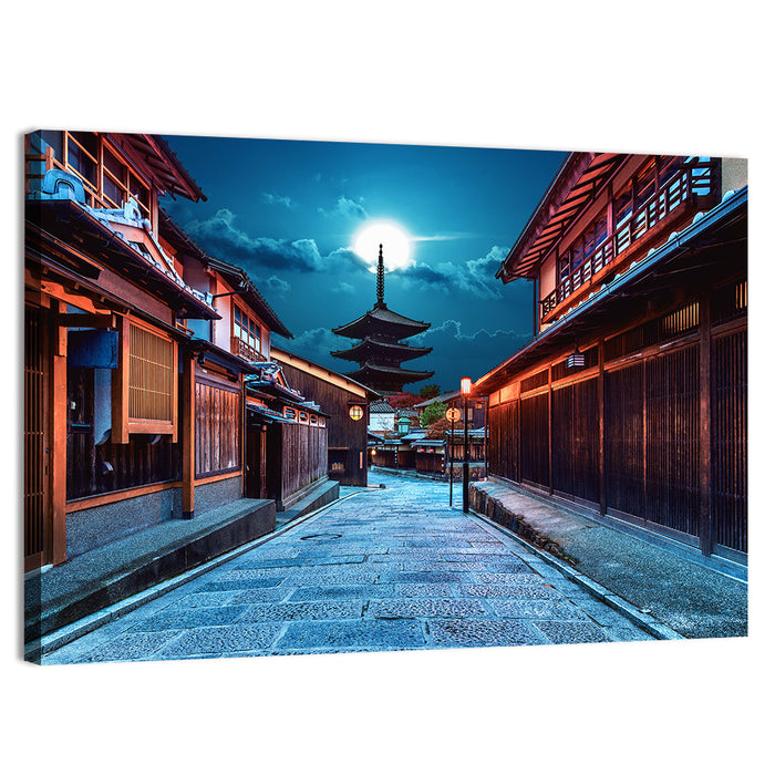 Moonlit Sannen Zaka Kyoto Wall Art as a canvas print