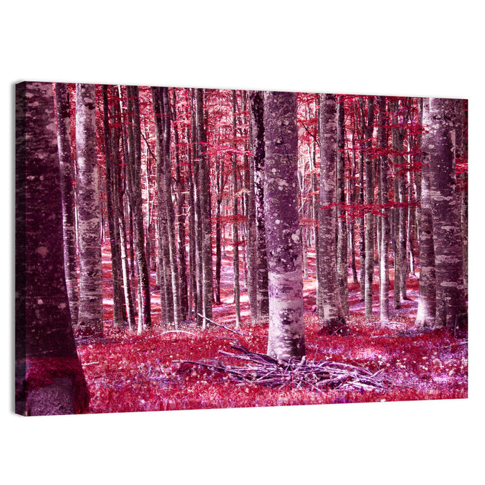 Crimson Woodland Wall Art as a canvas print