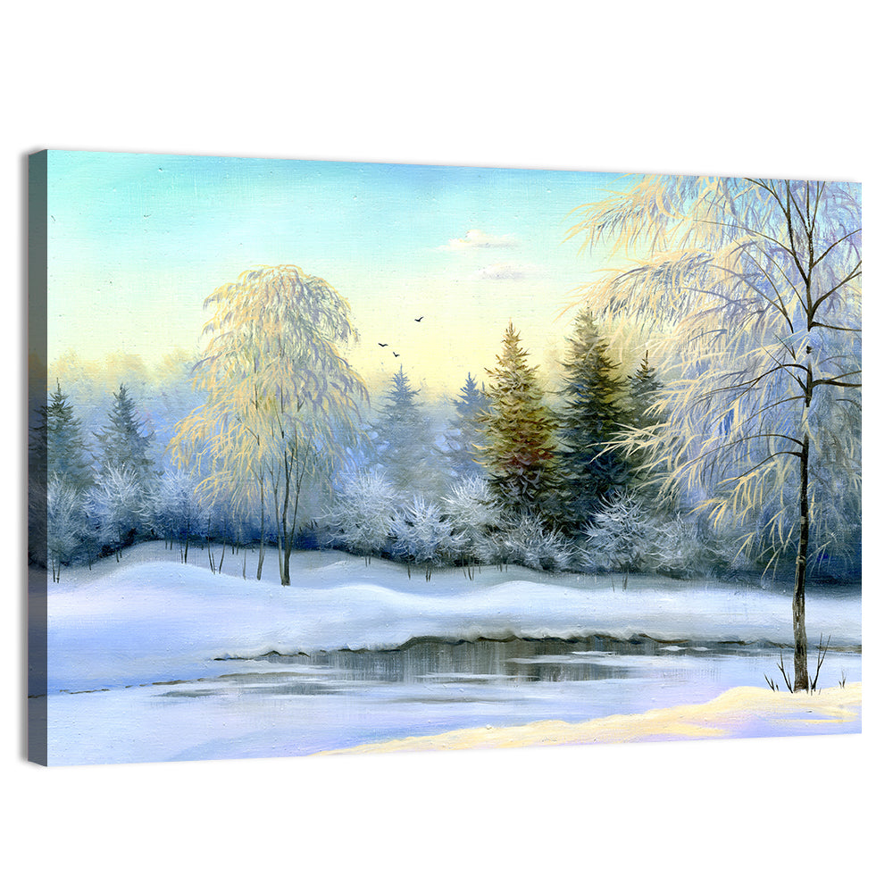 Frozen Lake Reflection Wall Art, canvas print, landscape