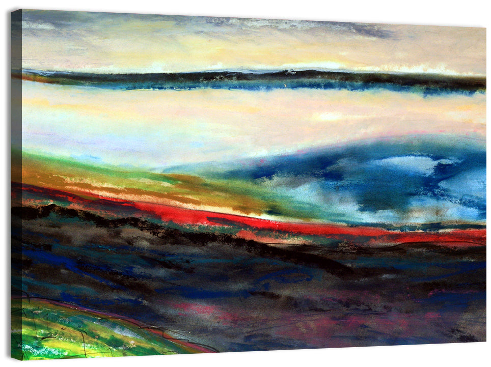 Moody Horizon Stripe Abstract Landscape Wall Art, canvas print, landscape