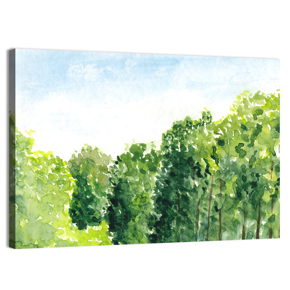 Summer Canopy Watercolor Illustration Wall Art, canvas print, landscape