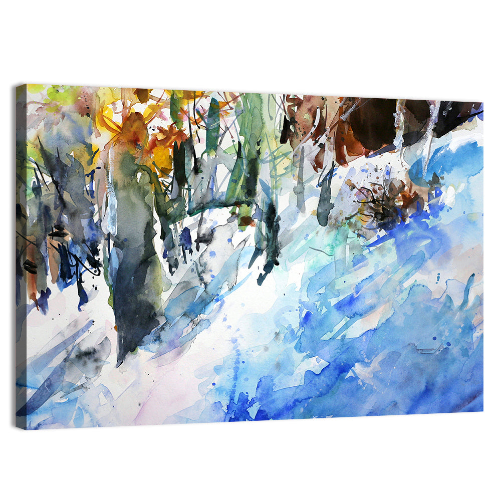 Winter Forest Watercolor Study Wall Art, canvas print, landscape