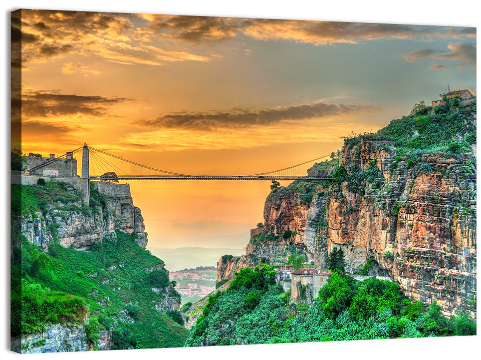 Sidi M'cid Bridge Over Constantine Canyon Wall Art, canvas print, landscape