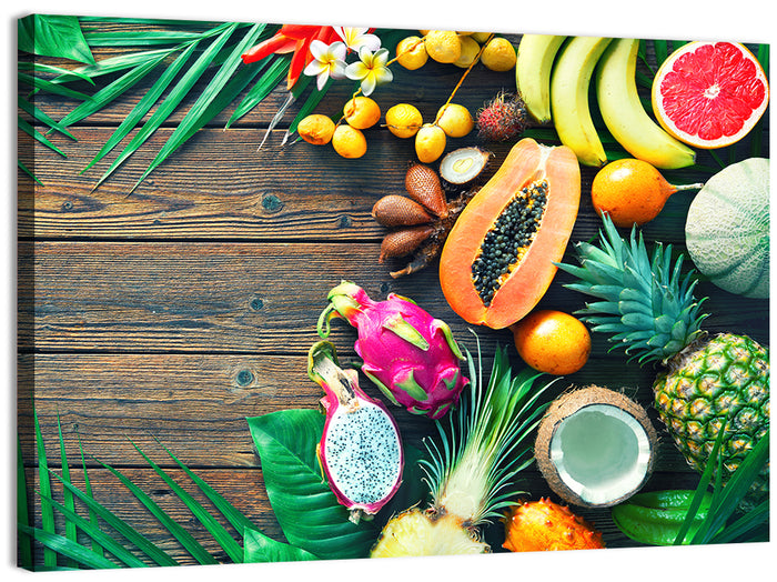 Tropical Fruit Still Life Wall Art as a canvas print