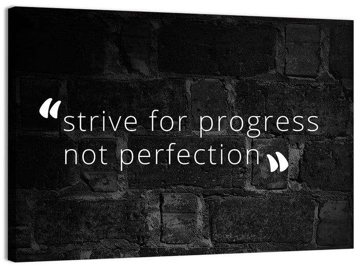 Strive for Progress Brick Typography Wall Art as a canvas print
