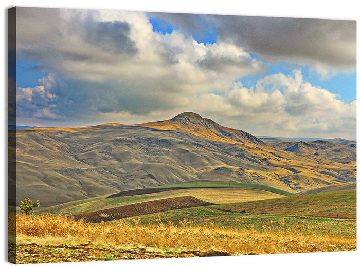 Shamakhi Valley Harvest Fields Wall Art as a canvas print
